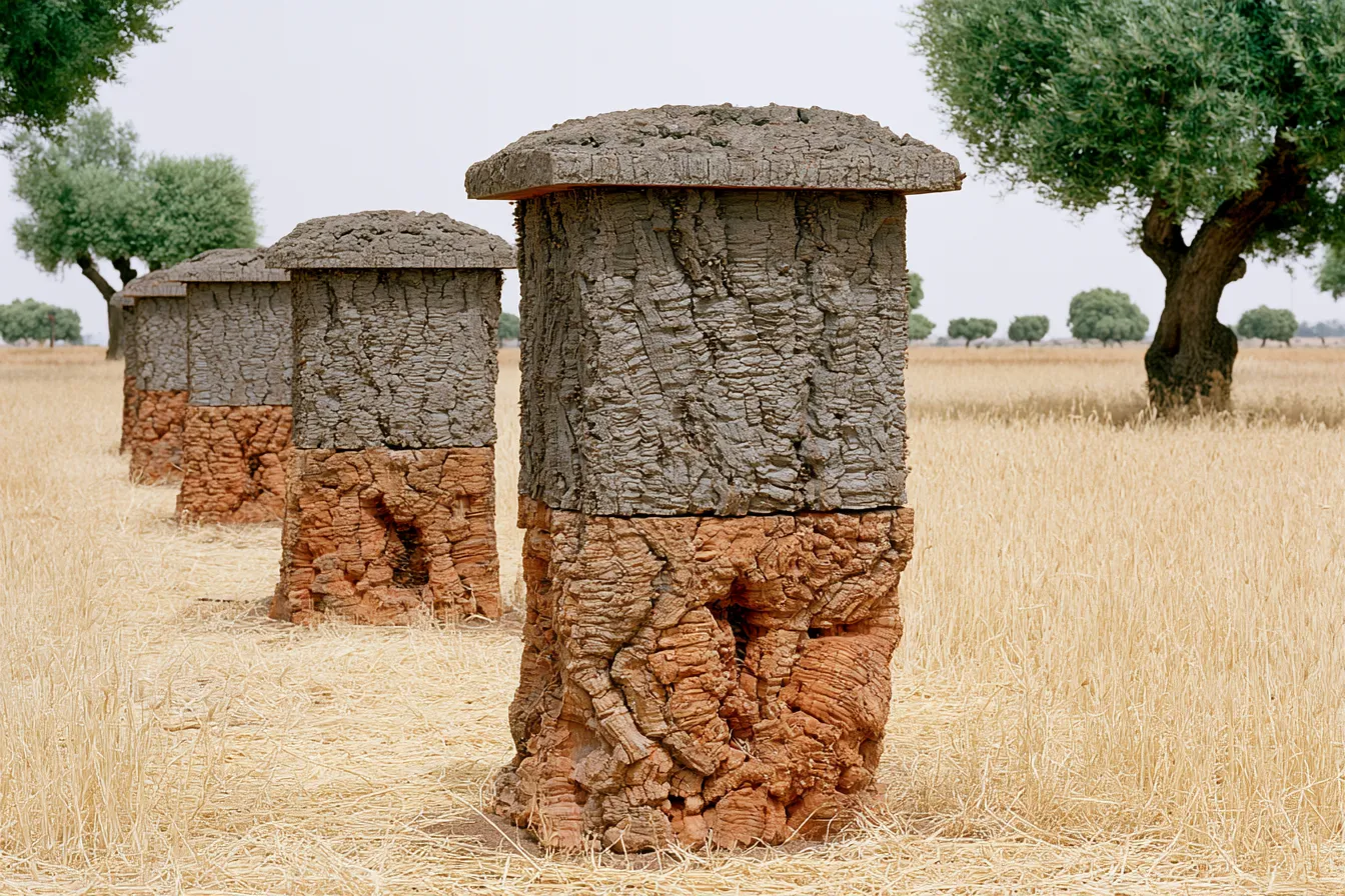 Hives cut from the first strip — the coarse cork no bottler will take.
